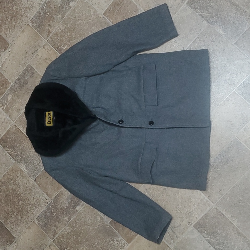 Vintage 1960's Cresco Craftsman Gray Wool Black F… - image 1